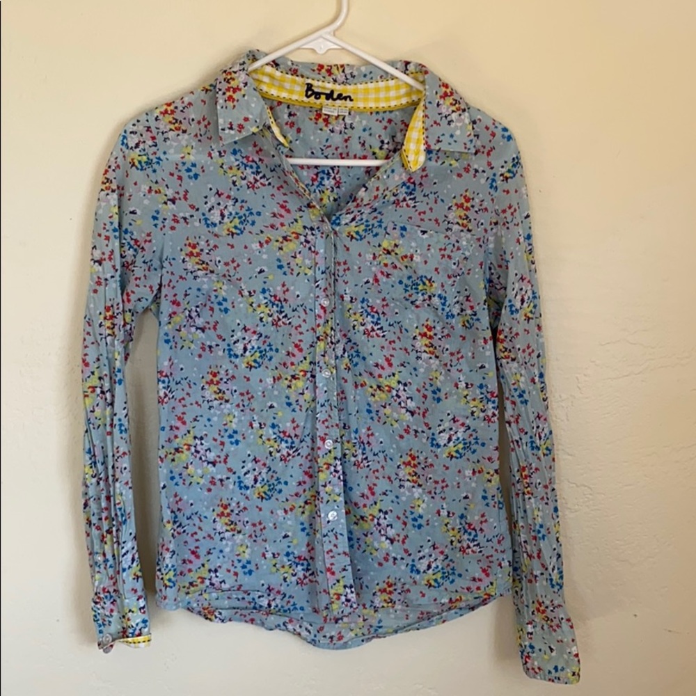 Light blue floral Biden blouse